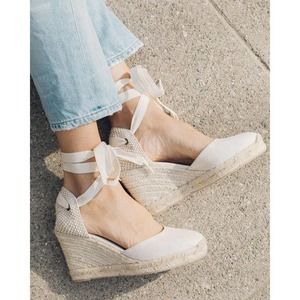 Soludos Mallorca 4" Wedge Sandal Heel Ivory